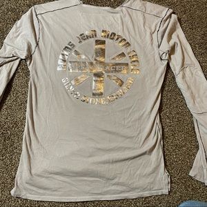 Robin’s Jean Motorcycle Speed Racer Long Sleeve Shirt Silver Stone England Men S